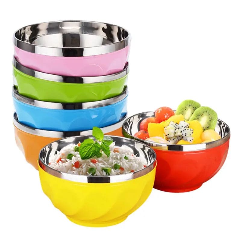Candy Color Stainless Steel Bowl, Double Layer Creative Noodle Bowl Soup Bowl, Children Dinnerware Heat Insulation Rice Bowl, Stainless Steel Food Salad Container, Kitchen Utensils, Anti-scalding Kids Rice, Soup, Noodles, Salad Bowl Candy Color Stainless Steel Bowl, Double Layer Creative Noodle Bowl Soup Bowl, Children Dinnerware Heat Insulation Rice Bowl, Stainless Steel Food Salad Container, Kitchen Utensils, Anti-scalding Kids Rice, Soup, Noodles, Salad Bowl